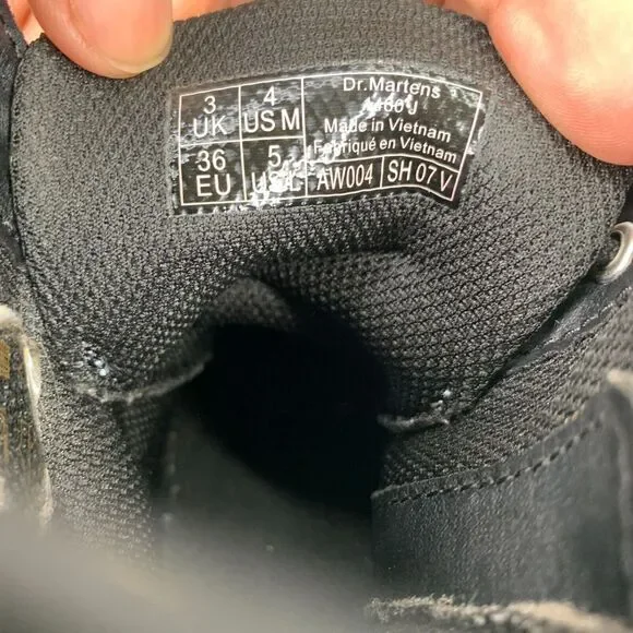 Dr‎ Martens 1460 Boots Juniors 4 Blue Silver Glitter Combat - Picture 6 of 9